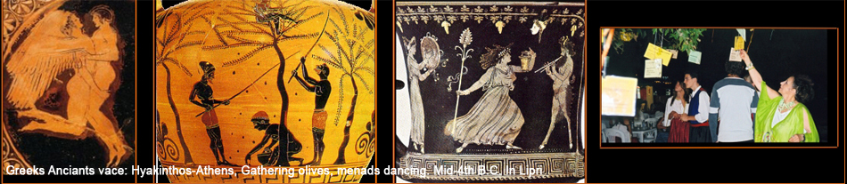 Greeks Anciants vace: Hyakinthos-Athens, Gathering olives, menads dancing. Mid-4th B.C. In Lipri
